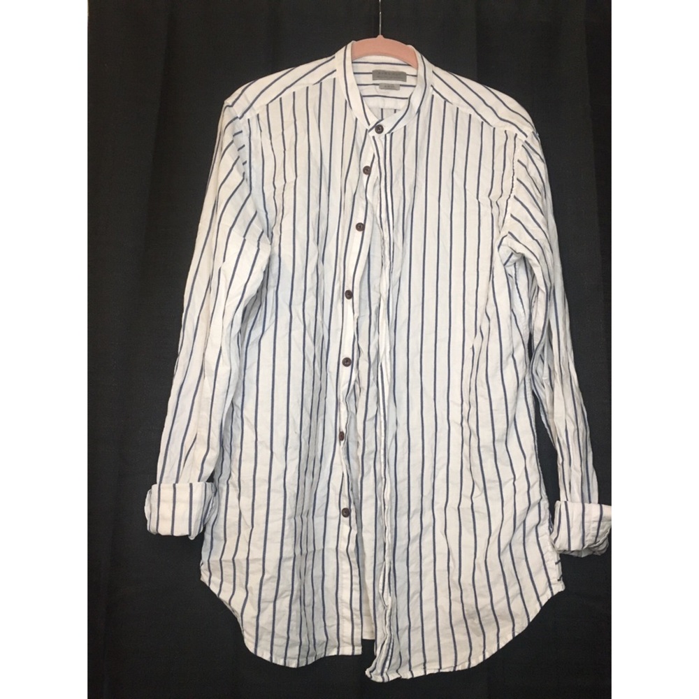 Zara Man White Striped Button Down